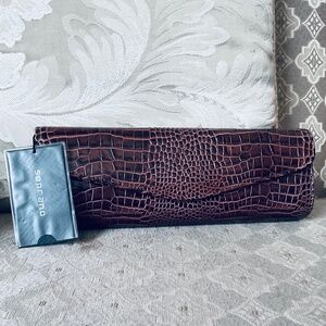 Soprano Genuine Leather Croc-Embossed Envelope Clutch